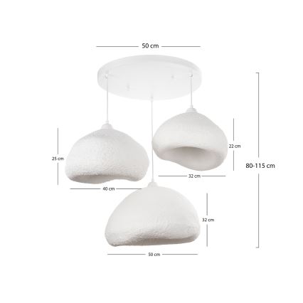 Brilagi - Lustre suspenso por cabo WABI SABI 3xE27/40W/230V Ø 82 cm branco
