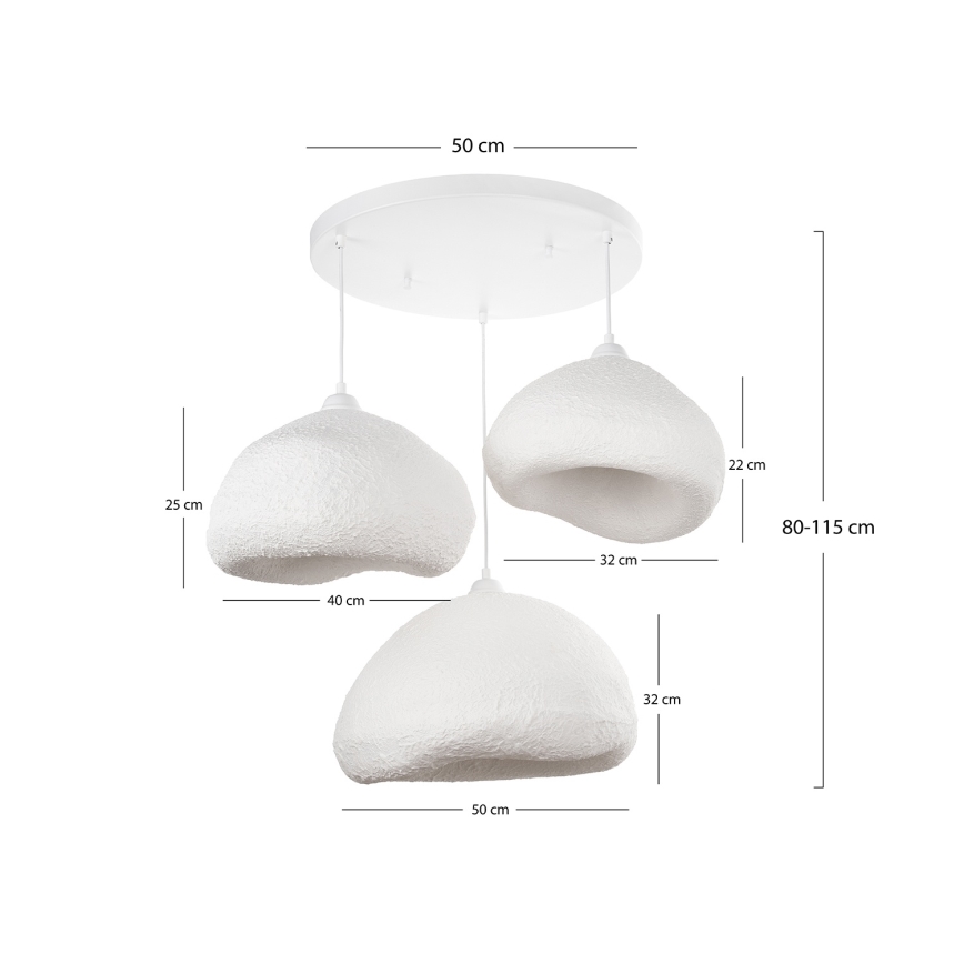 Brilagi - Lustre suspenso por cabo WABI SABI 3xE27/40W/230V Ø 82 cm branco