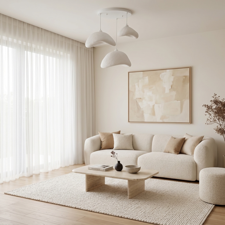Brilagi - Lustre suspenso por cabo WABI SABI 3xE27/40W/230V Ø 82 cm branco