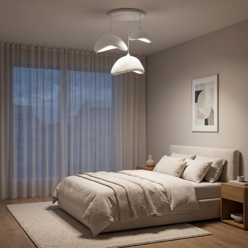 Brilagi - Lustre suspenso por cabo WABI SABI 3xE27/40W/230V Ø 82 cm branco
