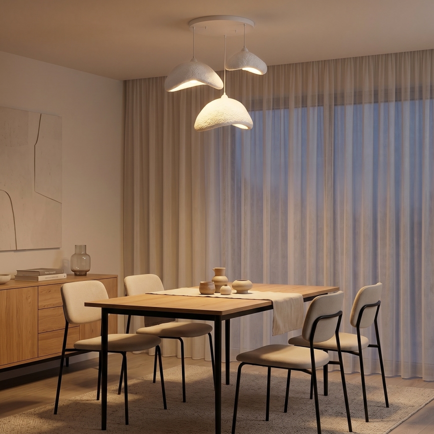 Brilagi - Lustre suspenso por cabo WABI SABI 3xE27/40W/230V Ø 82 cm branco