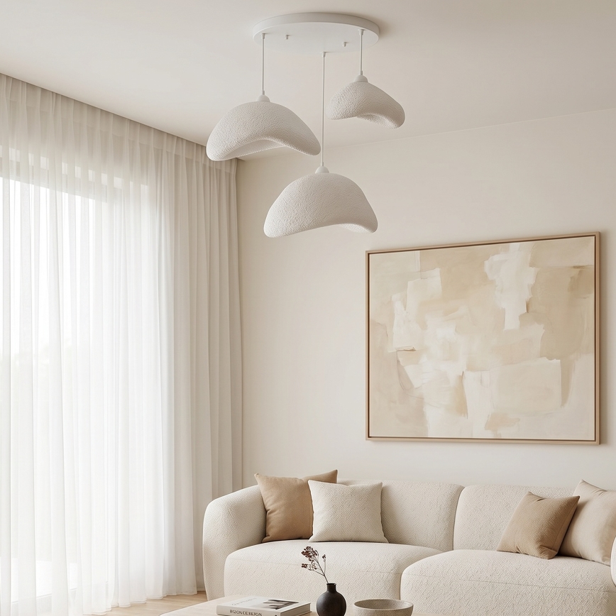 Brilagi - Lustre suspenso por cabo WABI SABI 3xE27/40W/230V Ø 82 cm branco