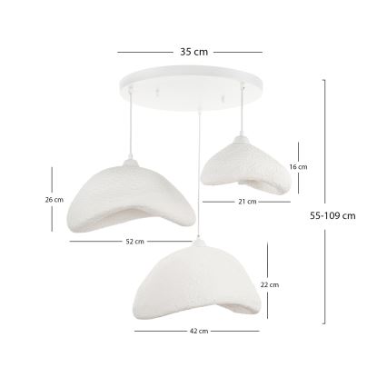 Brilagi - Lustre suspenso por cabo WABI SABI 3xE27/40W/230V Ø 82 cm branco