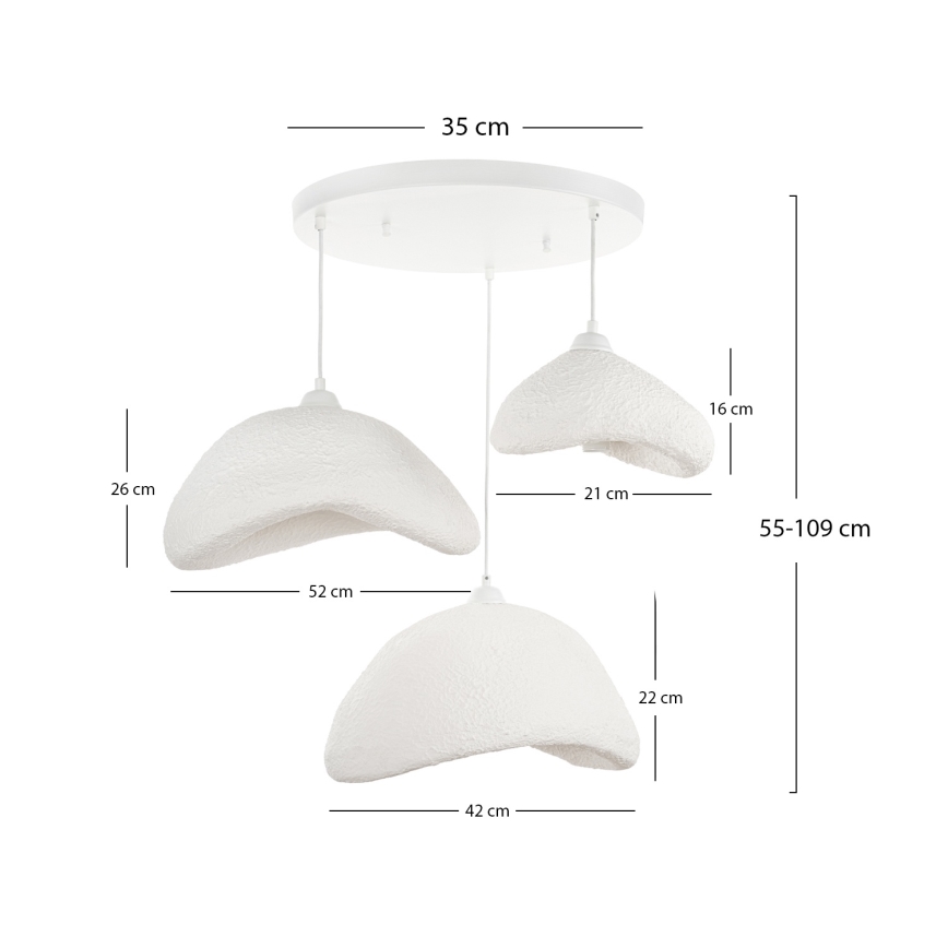 Brilagi - Lustre suspenso por cabo WABI SABI 3xE27/40W/230V Ø 82 cm branco