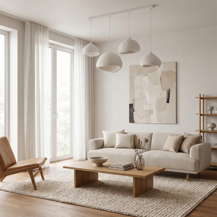 Brilagi - Lustre suspenso por cabo WABI SABI 4xE27/40W/230V branco