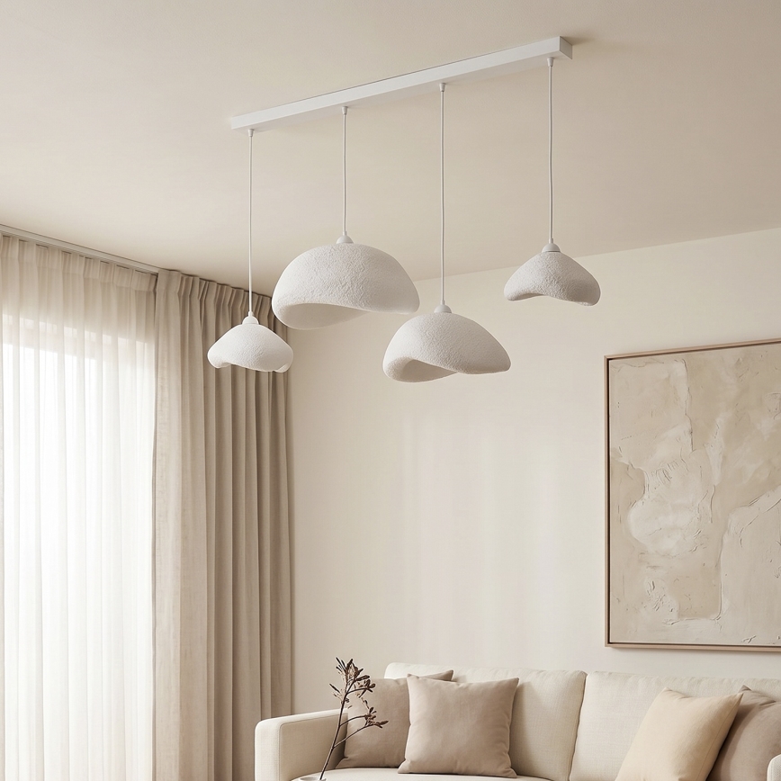 Brilagi - Lustre suspenso por cabo WABI SABI 4xE27/40W/230V branco