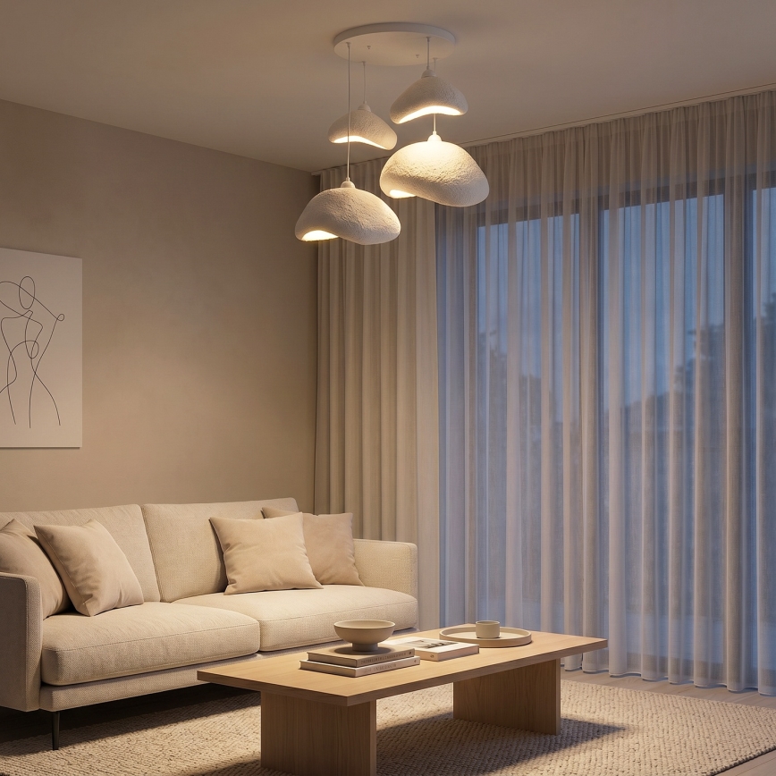 Brilagi - Lustre suspenso por cabo WABI SABI 4xE27/40W/230V Ø 90 cm branco