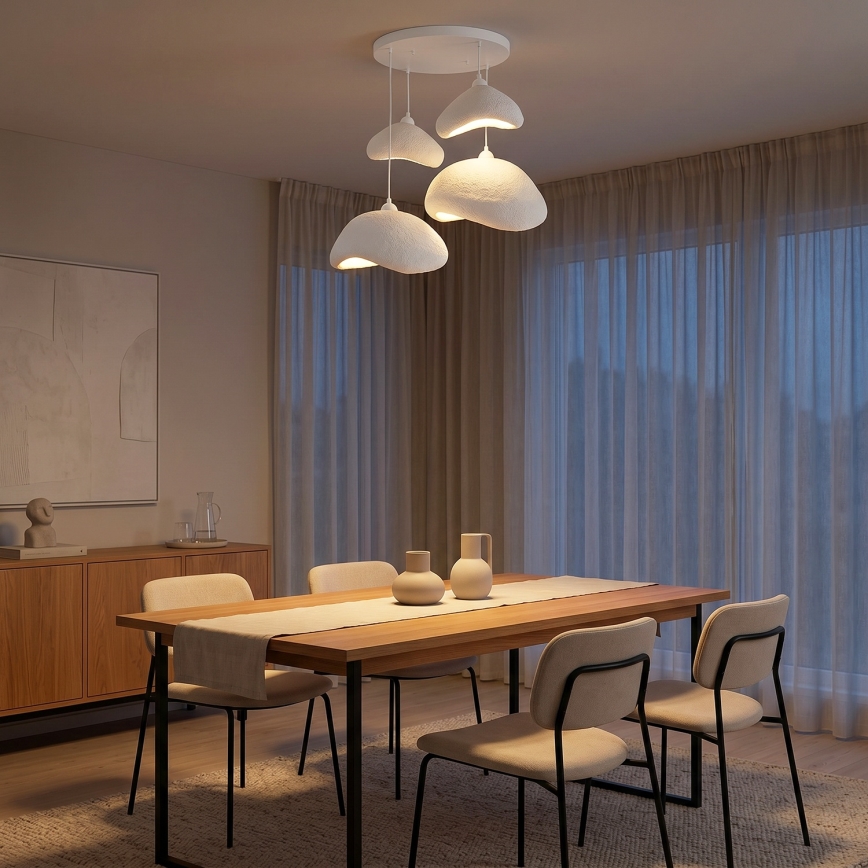 Brilagi - Lustre suspenso por cabo WABI SABI 4xE27/40W/230V Ø 90 cm branco