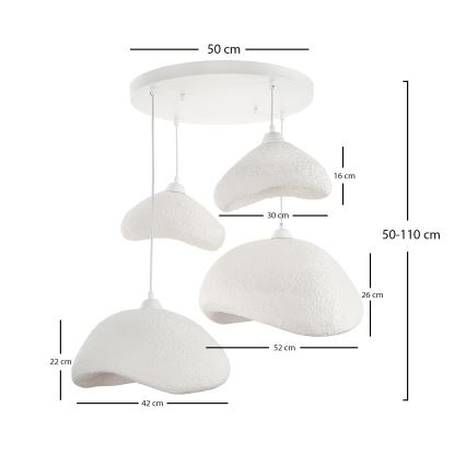 Brilagi - Lustre suspenso por cabo WABI SABI 4xE27/40W/230V Ø 90 cm branco