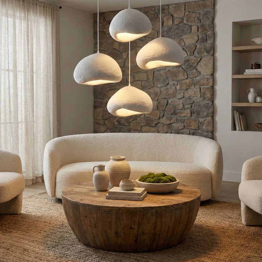 Brilagi - Lustre suspenso por cabo WABI SABI 4xE27/40W/230V Ø 95 cm branco