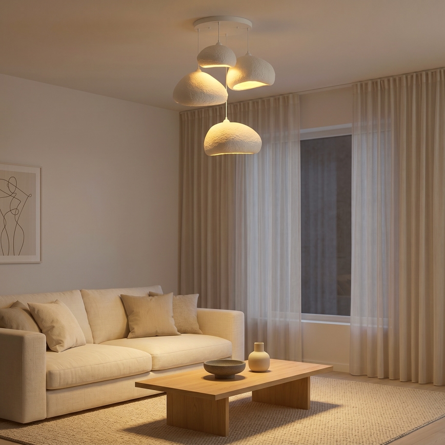 Brilagi - Lustre suspenso por cabo WABI SABI 4xE27/40W/230V Ø 95 cm branco