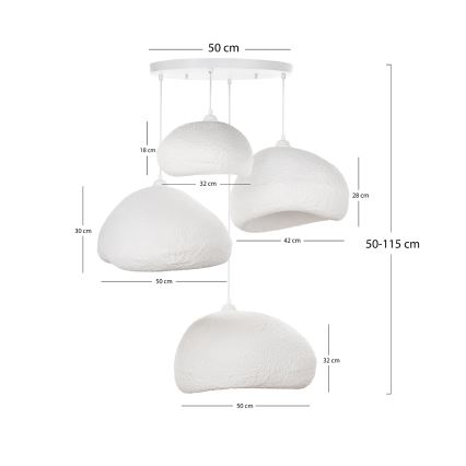 Brilagi - Lustre suspenso por cabo WABI SABI 4xE27/40W/230V Ø 95 cm branco