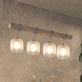 BRILAGI - Lustre suspenso por cabo WOOD GLASS 4xE27/60W/230V pinho/cinzento/branco