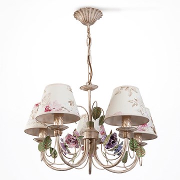BRILAGI - Lustre suspenso por corrente CAMELLIA 5xE14/40W/230V multicolorido/bege/pátina