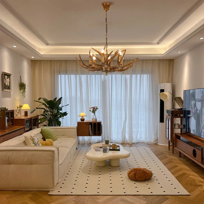 Brilagi - Lustre suspenso por corrente DEER 6xE14/10W/230V Ø 70 cm, com galhadas