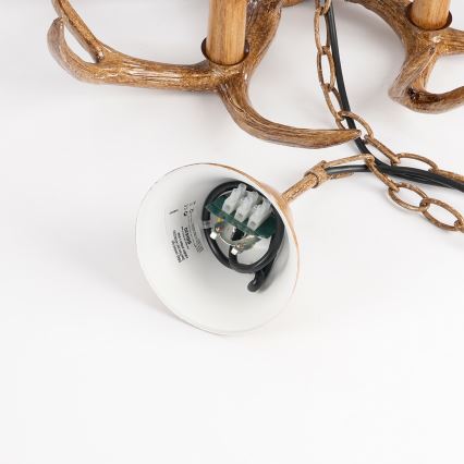 Brilagi - Lustre suspenso por corrente DEER 6xE14/10W/230V Ø 70 cm, com galhadas