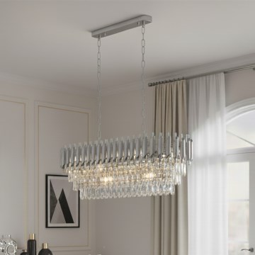 Brilagi - Lustre suspenso por corrente ECLIPSE 10xE14/10W/230V 78x28 cm prateado