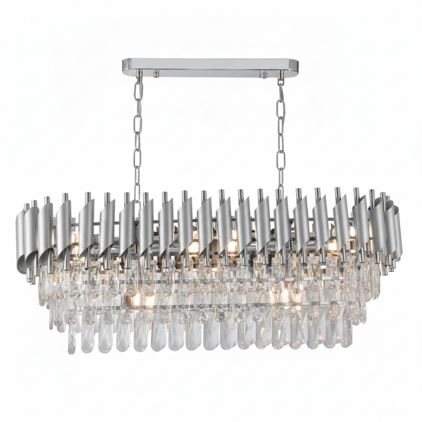 Brilagi - Lustre suspenso por corrente ECLIPSE 10xE14/10W/230V 78x28 cm prateado