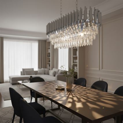 Brilagi - Lustre suspenso por corrente ECLIPSE 10xE14/10W/230V 78x28 cm prateado