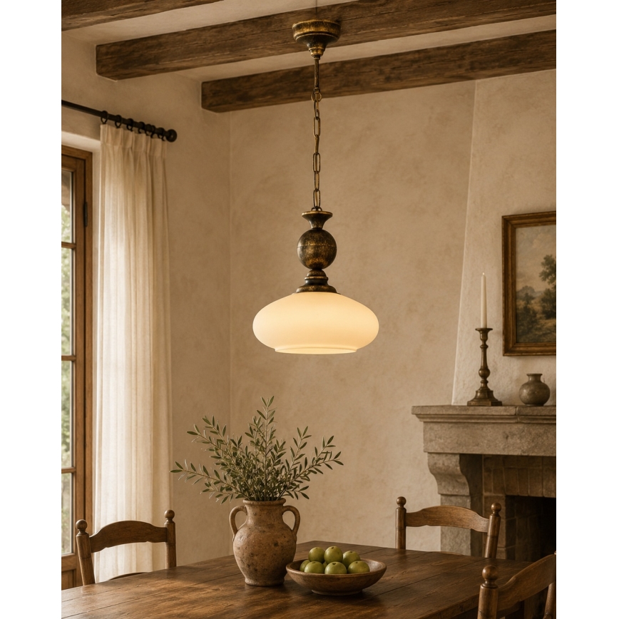 Brilagi - Lustre suspenso por corrente MOLLERO 1xE27/15W/230V Ø 24 cm bronze/patina