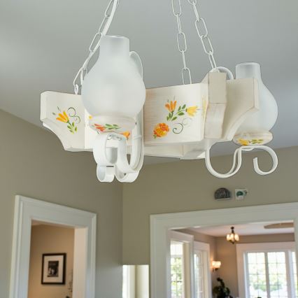 Brilagi - Lustre suspenso por corrente QUEEN 3xE14/40W/230V faia/creme