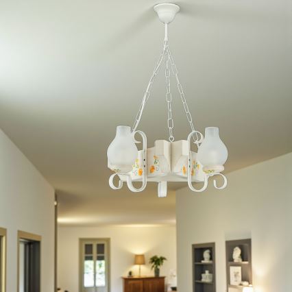 Brilagi - Lustre suspenso por corrente QUEEN 3xE14/40W/230V faia/creme