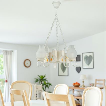 Brilagi - Lustre suspenso por corrente QUEEN 3xE14/40W/230V faia/creme