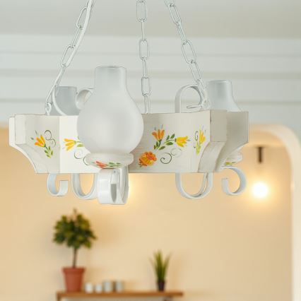 Brilagi - Lustre suspenso por corrente QUEEN 3xE14/40W/230V faia/creme