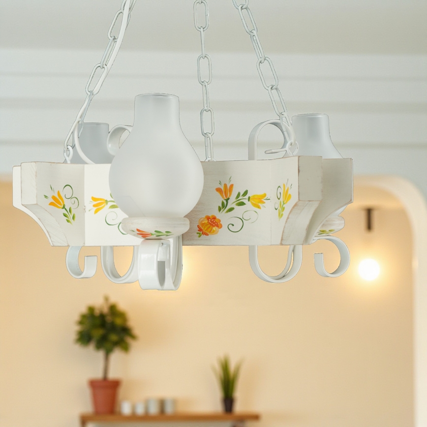 Brilagi - Lustre suspenso por corrente QUEEN 3xE14/40W/230V faia/creme