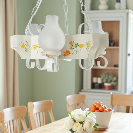 Brilagi - Lustre suspenso por corrente QUEEN 3xE14/40W/230V faia/creme