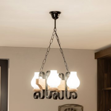 Brilagi - Lustre suspenso por corrente QUEEN 4xE14/40W/230V carvalho