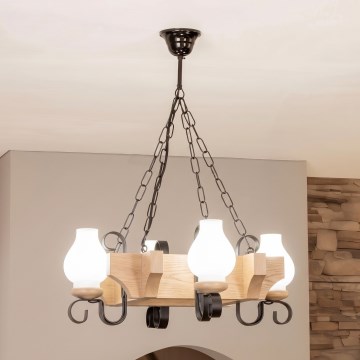 Brilagi - Lustre suspenso por corrente QUEEN 4xE14/40W/230V carvalho
