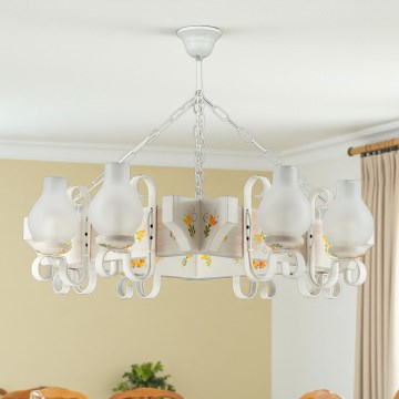 Brilagi - Lustre suspenso por corrente QUEEN 8xE14/40W/230V faia/creme