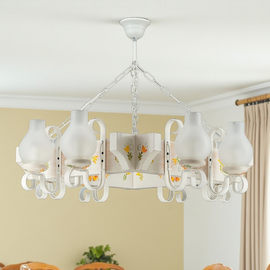 Brilagi - Lustre suspenso por corrente QUEEN 8xE14/40W/230V faia/creme
