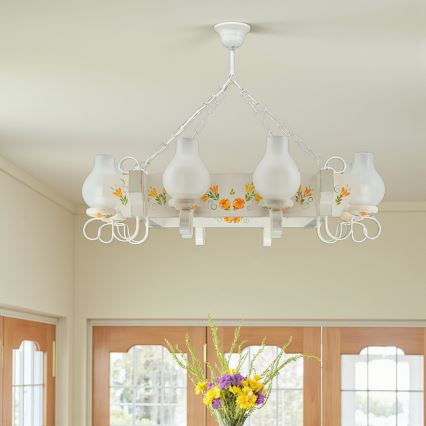 Brilagi - Lustre suspenso por corrente QUEEN 8xE14/40W/230V faia/creme
