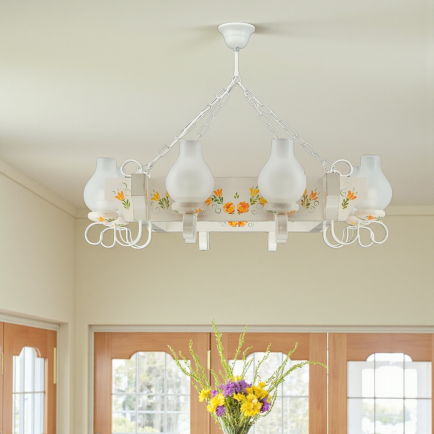 Brilagi - Lustre suspenso por corrente QUEEN 8xE14/40W/230V faia/creme
