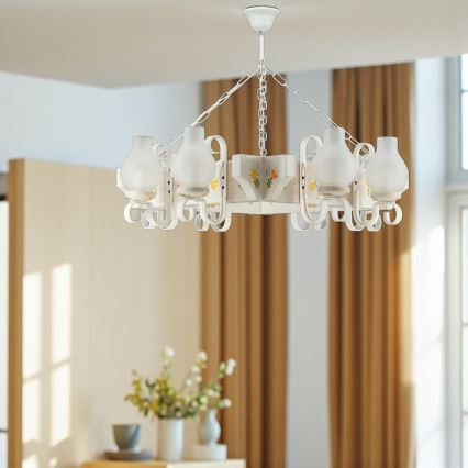Brilagi - Lustre suspenso por corrente QUEEN 8xE14/40W/230V faia/creme