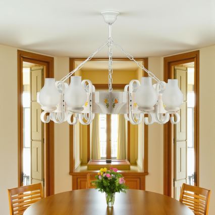 Brilagi - Lustre suspenso por corrente QUEEN 8xE14/40W/230V faia/creme