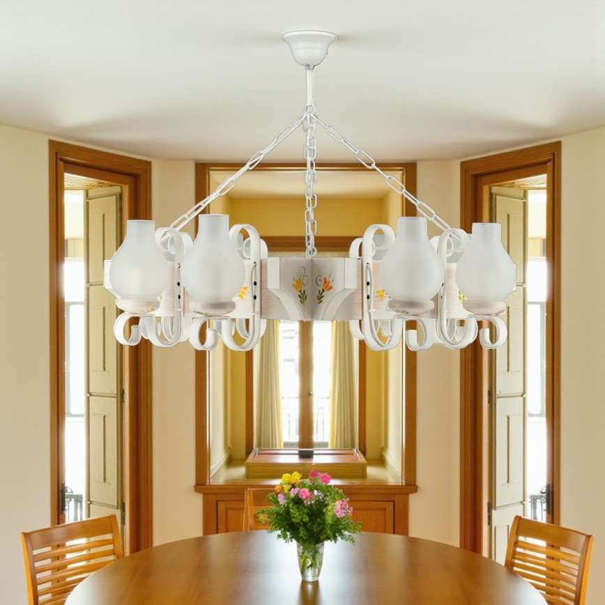 Brilagi - Lustre suspenso por corrente QUEEN 8xE14/40W/230V faia/creme