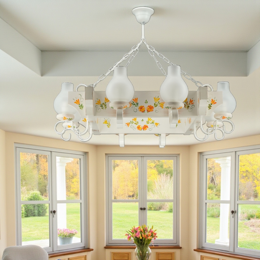 Brilagi - Lustre suspenso por corrente QUEEN 8xE14/40W/230V faia/creme