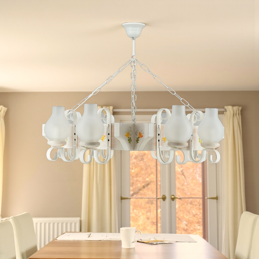 Brilagi - Lustre suspenso por corrente QUEEN 8xE14/40W/230V faia/creme