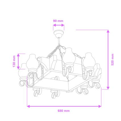 Brilagi - Lustre suspenso por corrente QUEEN 8xE14/40W/230V faia/creme