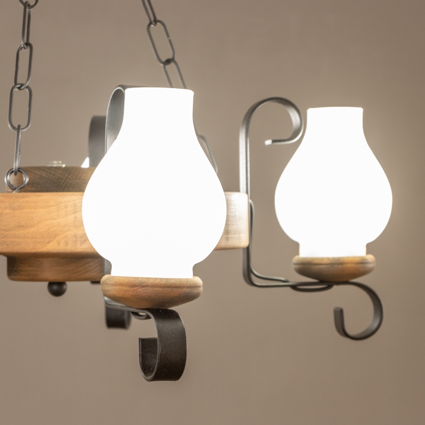 Brilagi - Lustre suspenso por corrente ROATA 5xE14/40W/230V, diâmetro 50 cm, faia