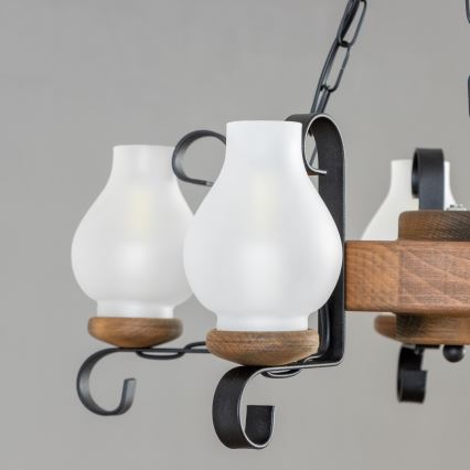 Brilagi - Lustre suspenso por corrente ROATA 5xE14/40W/230V, diâmetro 50 cm, faia