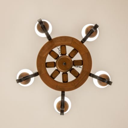 Brilagi - Lustre suspenso por corrente ROATA 5xE14/40W/230V, diâmetro 50 cm, faia