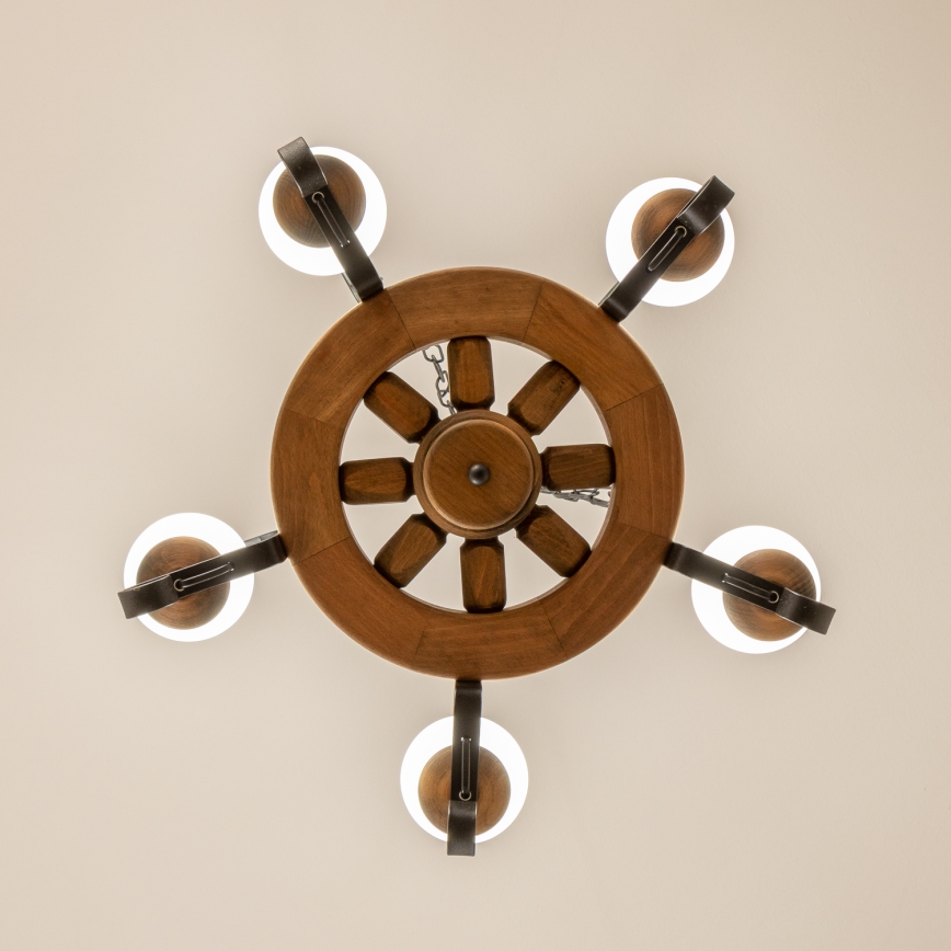 Brilagi - Lustre suspenso por corrente ROATA 5xE14/40W/230V, diâmetro 50 cm, faia