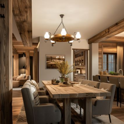 Brilagi - Lustre suspenso por corrente ROATA 5xE14/40W/230V diâmetro 70 cm faia