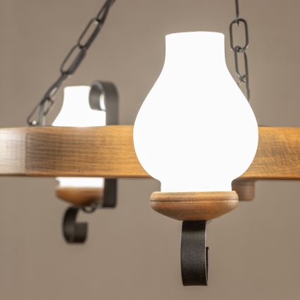 Brilagi - Lustre suspenso por corrente ROATA 5xE14/40W/230V diâmetro 70 cm faia