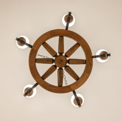 Brilagi - Lustre suspenso por corrente ROATA 5xE14/40W/230V diâmetro 70 cm faia