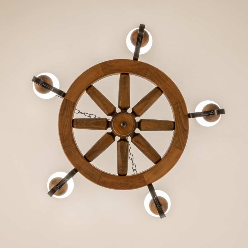 Brilagi - Lustre suspenso por corrente ROATA 5xE14/40W/230V diâmetro 70 cm faia